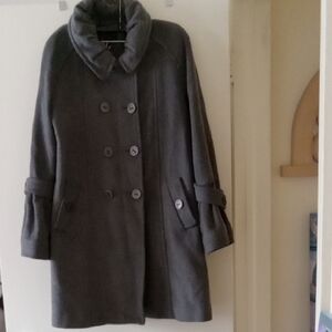 Elegant Charcoal Double-Breasted Pea Coat